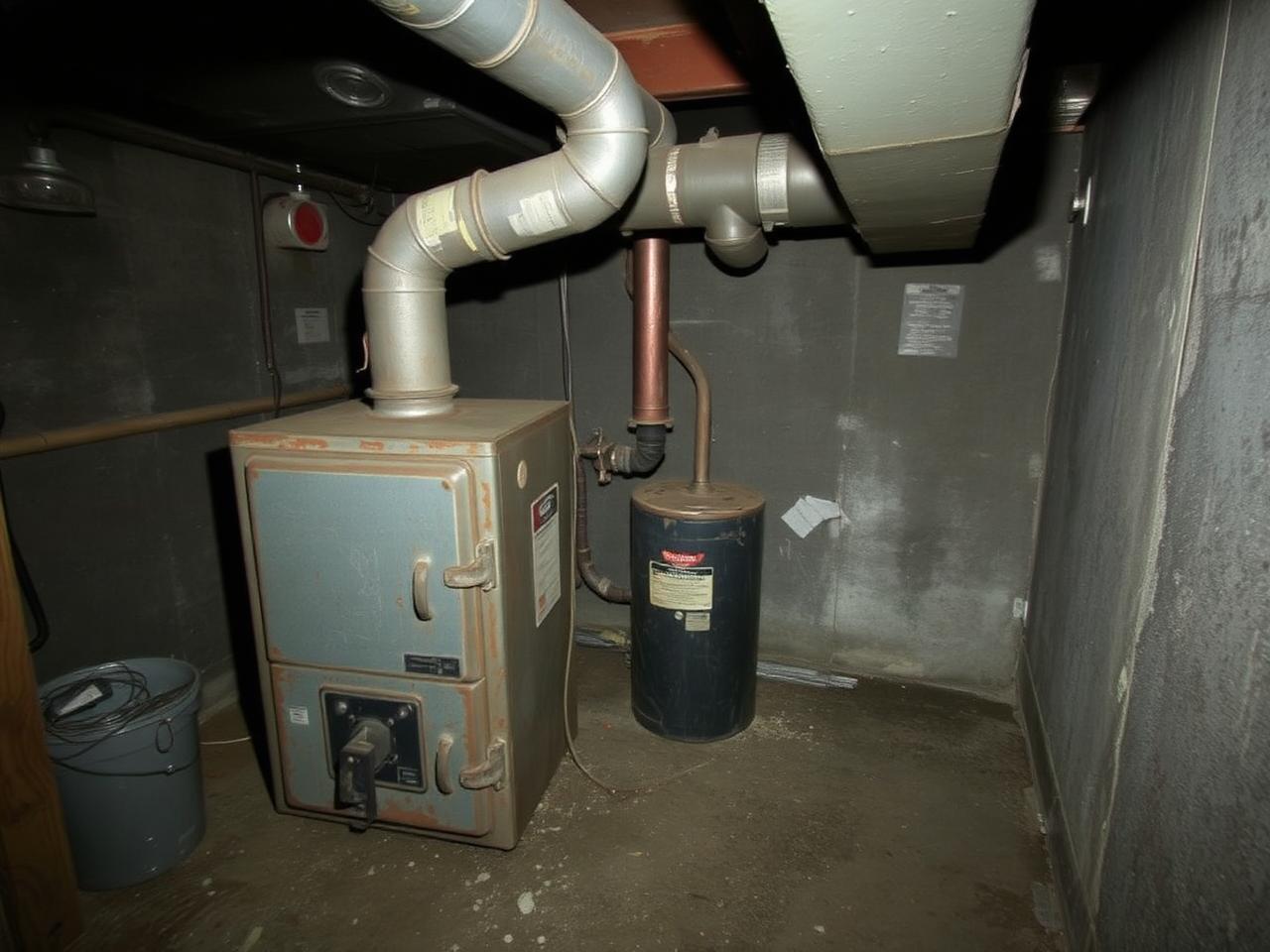 Old oil furnace before renovation